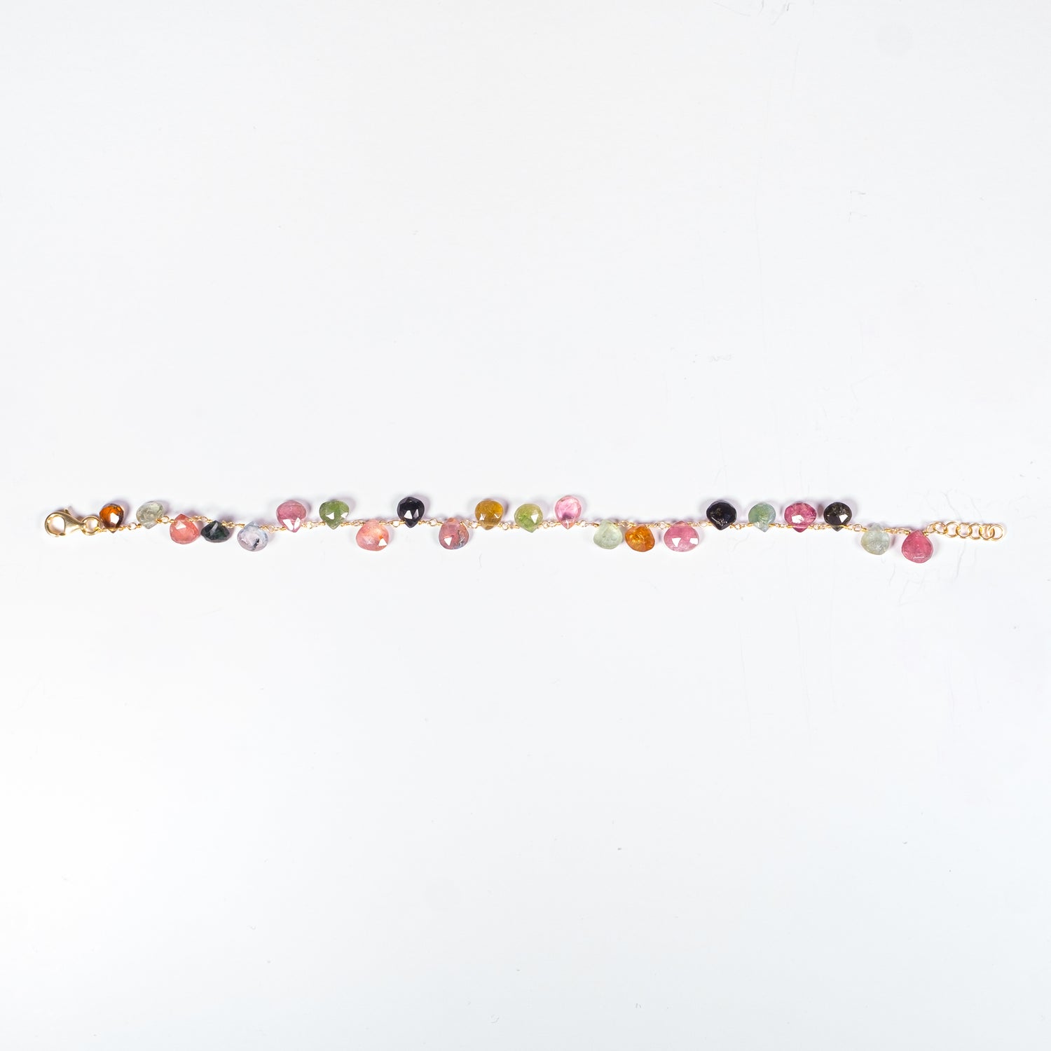 Bracciale Tormalina argento925 placcato oro 18k e gocce di tormalina naturale Fofo Somani