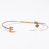 Bracciale bangle iniziale in argento 925 placcato oro 18k e zircone Fofo Somani