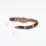 Bracciale in argento 925 placcato oro rosa smaltato nero con zirconi bianchi incastonati Fofo Somoani