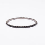 Bracciale tennis elastico in argento 925 rodiato e zirconi neri Fofo Somani
