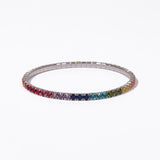 Bracciale tennis elastico in argento 925 rodiato e zirconi multicolor Fofo Somani