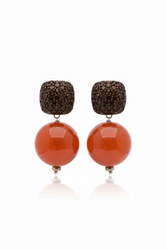 Caramella 2.0 Argento925 Placcato oro18k zirconi corniola con choccolate naturale fronte Fofo Somani