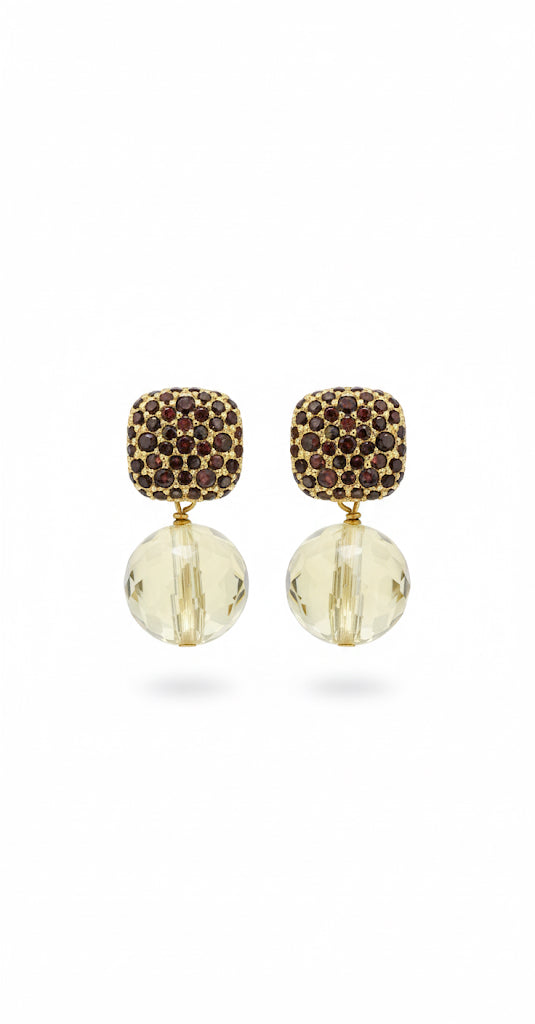 Caramella 2.0 Argento925 Placcato oro18k zirconi lemon quartz naturale fronte Fofo Somani