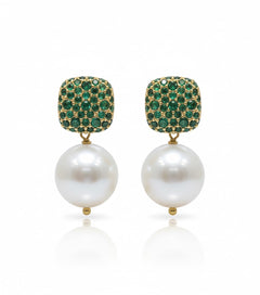 Caramella 2.0 Argento925 Placcato oro18k zirconi perle di fiume con verde naturale fronte Fofo Somani