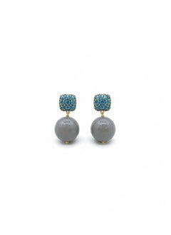 Caramella 2.0 Argento925 Placcato oro18k zirconi agata grigia naturale fronte Fofo Somani