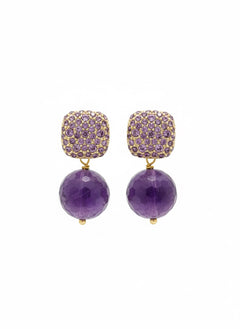 Caramella 2.0 Argento925 Placcato oro18k zirconi ametista naturale fronte Fofo Somani