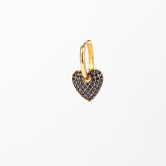 Cerchietto Big Heart argento 925 placcato oro 18k e zirconi Neri Fofo Somani