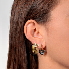 Cerchietto Big Heart argento 925 placcato oro 18k e zirconi Neri Modella Fofo Somani