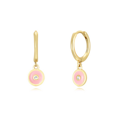 Cerchietto Eye Argento925 Placcato Oro18k Smalto Rosa Fofo Somani