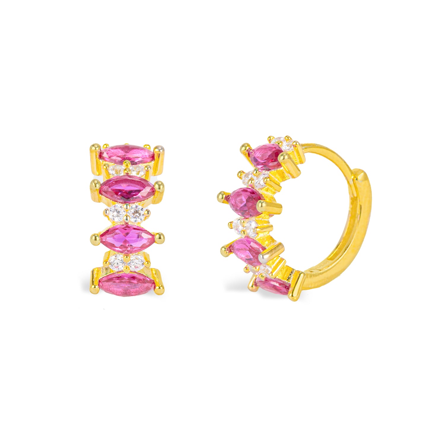 Cerchietto Iro Argento925 Placcato Oro18k Zirconi Fucsia Fofo Somani