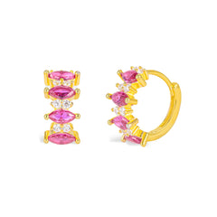 Cerchietto Iro Argento925 Placcato Oro18k Zirconi Fucsia Fofo Somani