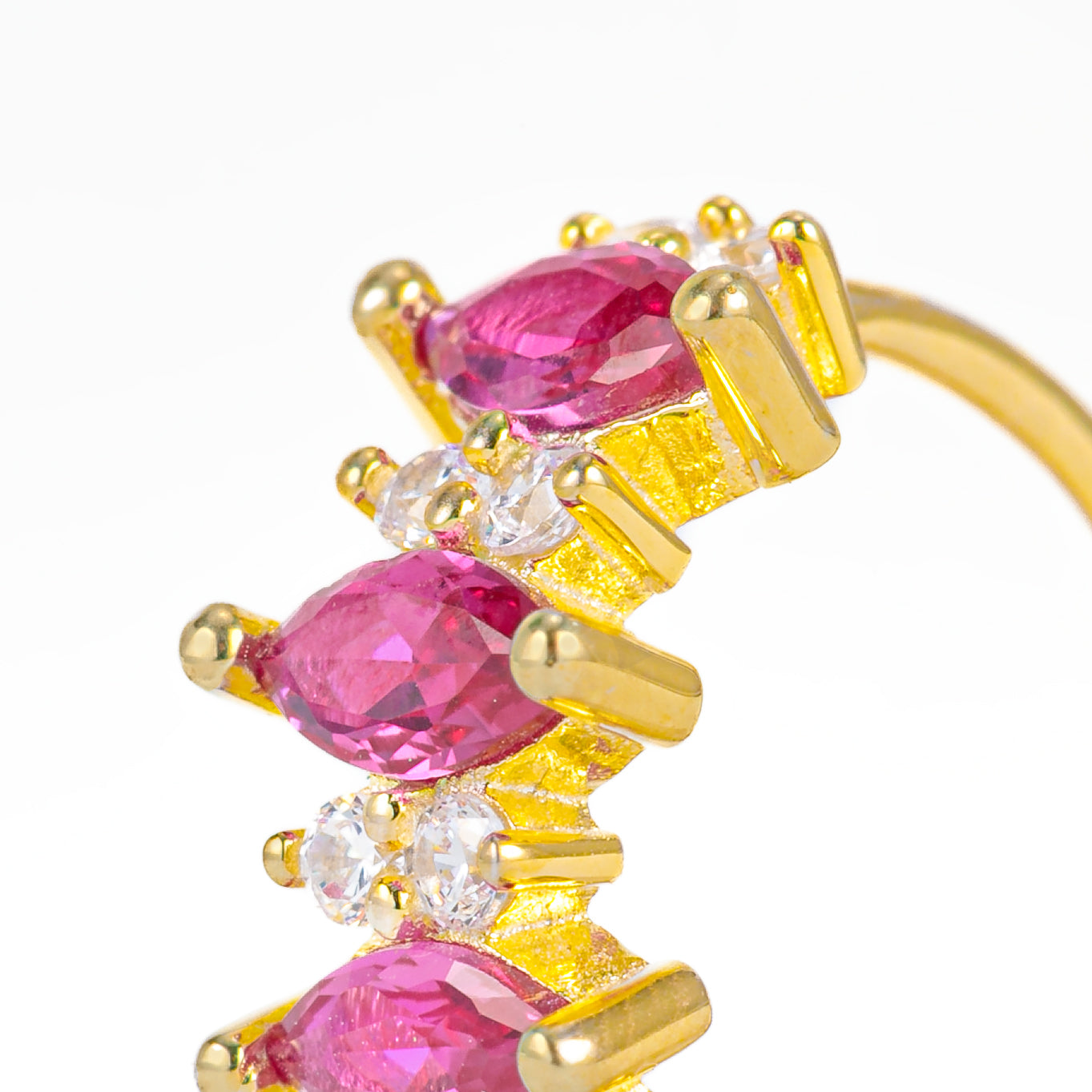 Cerchietto Iro Dettaglio Argento925 Placcato Oro18k Zirconi Fucsia Fofo Somani