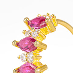Cerchietto Iro Dettaglio Argento925 Placcato Oro18k Zirconi Fucsia Fofo Somani