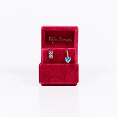 Cerchietto Light Blue Heart  argento 925 placcato oro 18k e zirconi celesti Fofo Somani Confezione