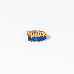 Cerchietto Miss Taglio Baguette argento 925 placcato oro 18k e zirconi baguette Blu incastonati Fofo Somani
