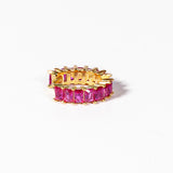 Cerchietto Miss Taglio Baguette argento 925 placcato oro 18k e zirconi baguette Fucsia incastonati Fofo Somani