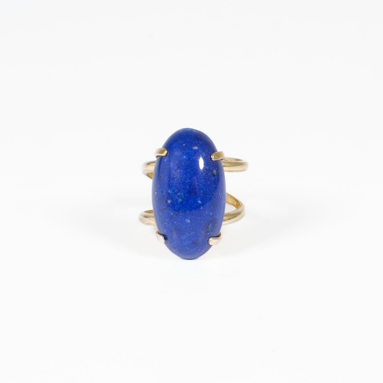 Cocktail Ring Lapislazzuli lapislazzuli naturale montato su argento 925 placcato oro18k Fofo Somani