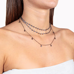 Collana Full Zirconia Black - Media Argento 925 Zirconi Fofo Somani Indosso Mix
