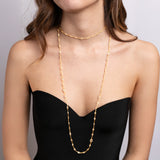 Collana Calza Lunga Oro Modella Argento925 placcato oro18k zirconi Fofo Somani