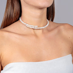 Collana Chocker Perle Bianche Naturali Fofo Somani