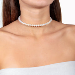 Collana Chocker Perle Bianche Naturali Fofo Somani
