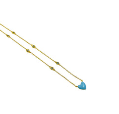 Collana Girocollo Lia Argento925 Placcato Oro18k Smaltato Celeste Zirconi Fofo Somani