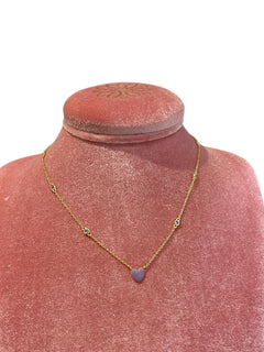 Collana Girocollo Lia Argento925 Placcato Oro18k Smaltato Lilla Zirconi Fofo Somani