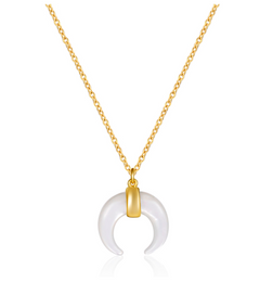 Collana Girocollo MezzaLuna Bianco Argento925 Placcato Oro18k Fofo Somani