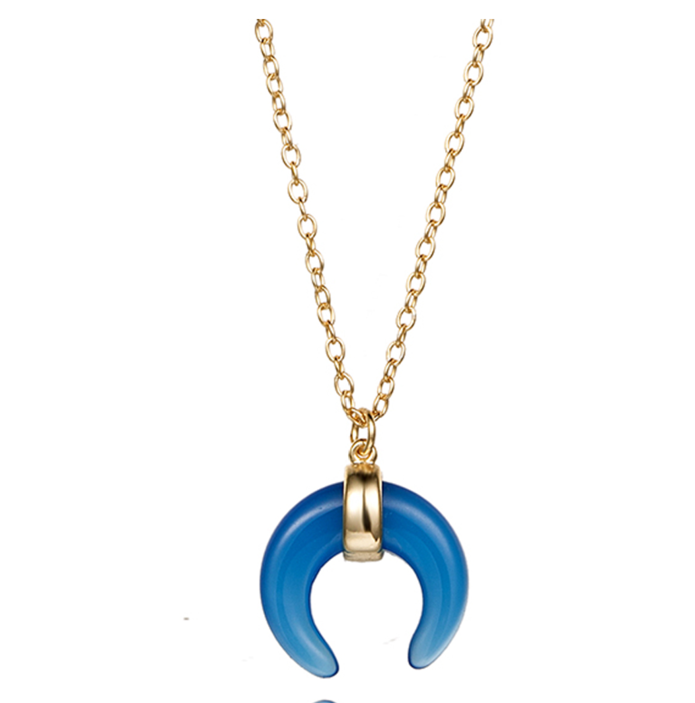 Collana Girocollo MezzaLuna Blu Argento925 Placcato Oro18k Fofo Somani