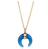 Collana Girocollo MezzaLuna Blu Argento925 Placcato Oro18k Fofo Somani
