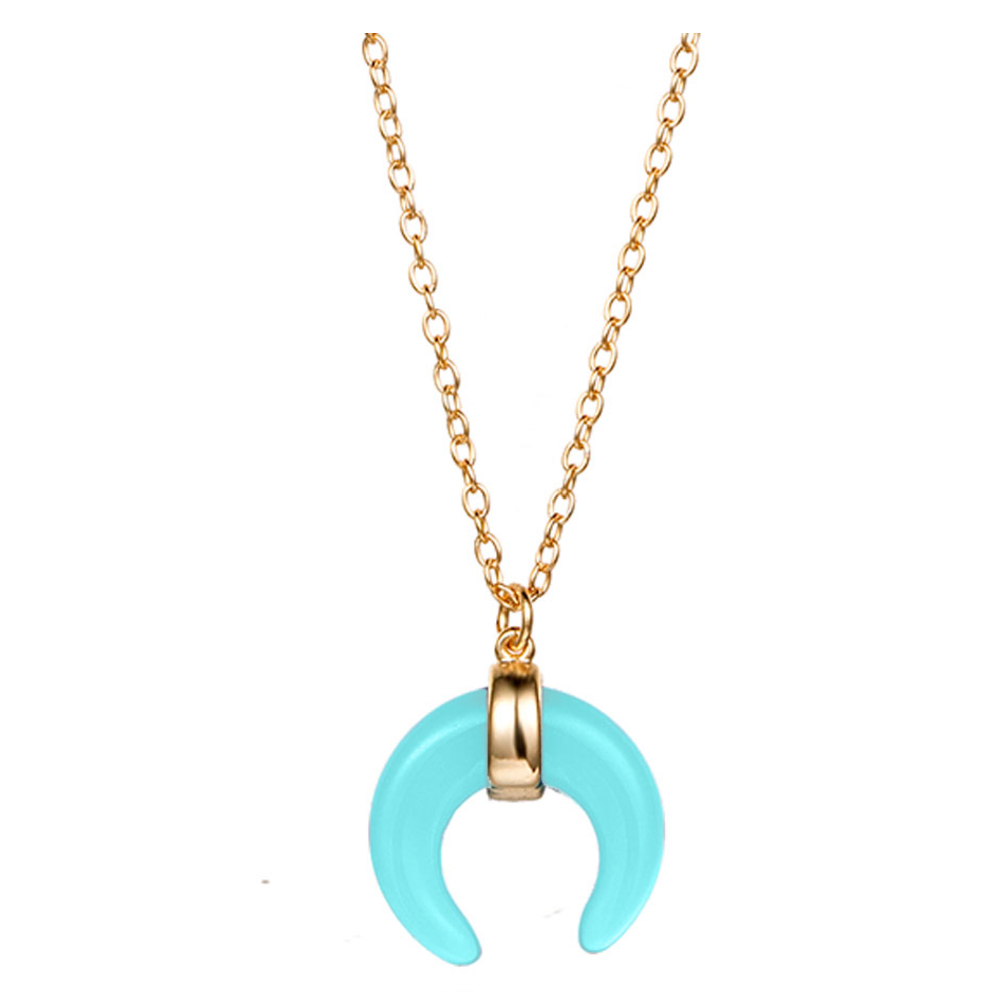 Collana Girocollo MezzaLuna Celeste Argento925 Placcato Oro18k Fofo Somani