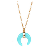 Collana Girocollo MezzaLuna Celeste Argento925 Placcato Oro18k Fofo Somani