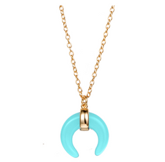 Collana Girocollo MezzaLuna Celeste Argento925 Placcato Oro18k Fofo Somani