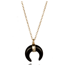 Collana Girocollo MezzaLuna Nero Argento925 Placcato Oro18k Fofo Somani