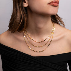 Collana Laser 3Giri Corta Saldata Modella Argento925 Placcato Oro18k Fofo Somani