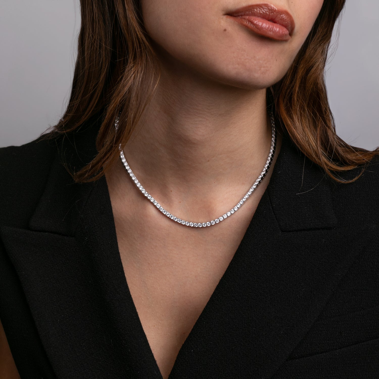 Collana Tennis Girocollo Big Modella Argento925 Zirconi Fofo Somani