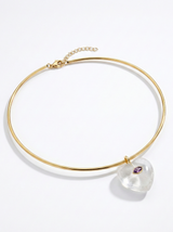Collarino Cuore Cristallo Di Rocca Argento925 Placcato oro18k cristallo Di rocca