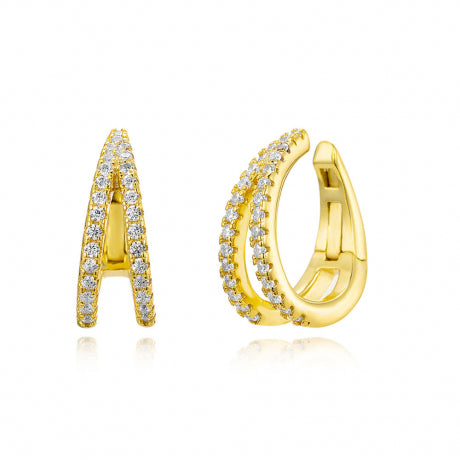 Earcuff Argento placcato oro zirconi doppio giro FofoSomani