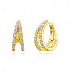 Earcuff Argento placcato oro zirconi doppio giro FofoSomani
