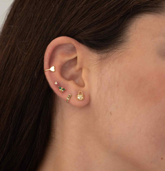 Earcuff Cuore Liscio Modella Argento925 Placcato Oro18k Zirconi Fofo Somani