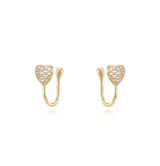 Earcuff Cuore Zirconato Argento925 Placcato Oro18k Zirconi Fofo Somani