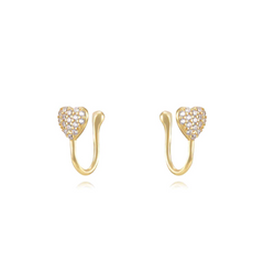 Earcuff Cuore Zirconato Argento925 Placcato Oro18k Zirconi Fofo Somani