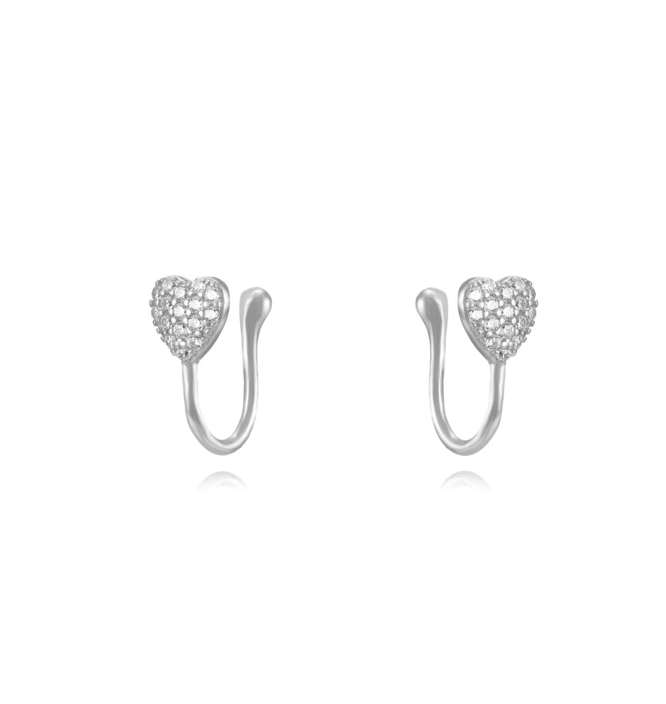 Earcuff Cuore Zirconato Argento925 Rodiato Zirconi Fofo Somani