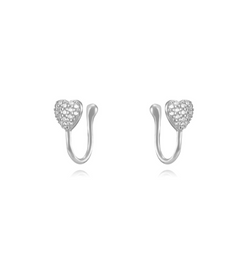 Earcuff Cuore Zirconato Argento925 Rodiato Zirconi Fofo Somani