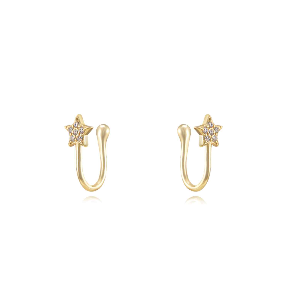 Earcuff Stella Zirconato Argento925 Placcato Oro18k Zirconi Fofo Somani