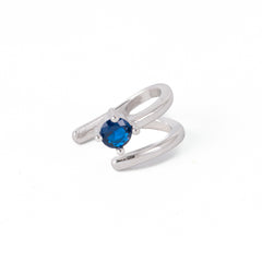 Earcuff in argento 925 rodiato doppio giro con puntoluce Blu Fofo Somani