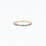 Fedina Argento Placcato Oro 18k & Zirconi Multicolor 925 Fofo Somani