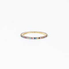 Fedina Argento Placcato Oro 18k & Zirconi Multicolor 925 Fofo Somani
