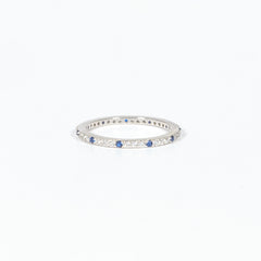 Fedina Argento Rodiato & Zirconi bianche e Blu Argento 925 Fofo Somani