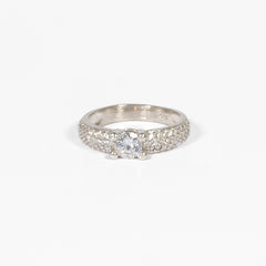 Fedina Solitario con Zirconi Incastonati Rodiato Argento 925 Fofo Somani